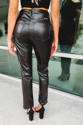 KANCAN Becca High Rise Slim Straight Vegan Leather Pant
