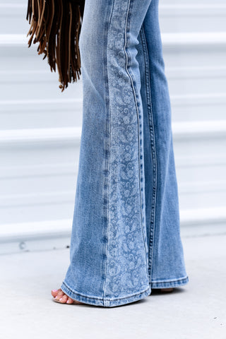 Kancan Olivia Paisley Mid Rise Jeans