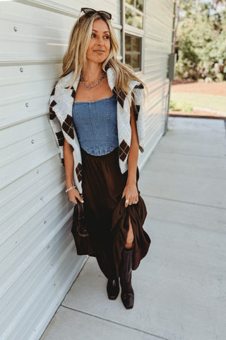 Easy Days Brown Maxi Skirt