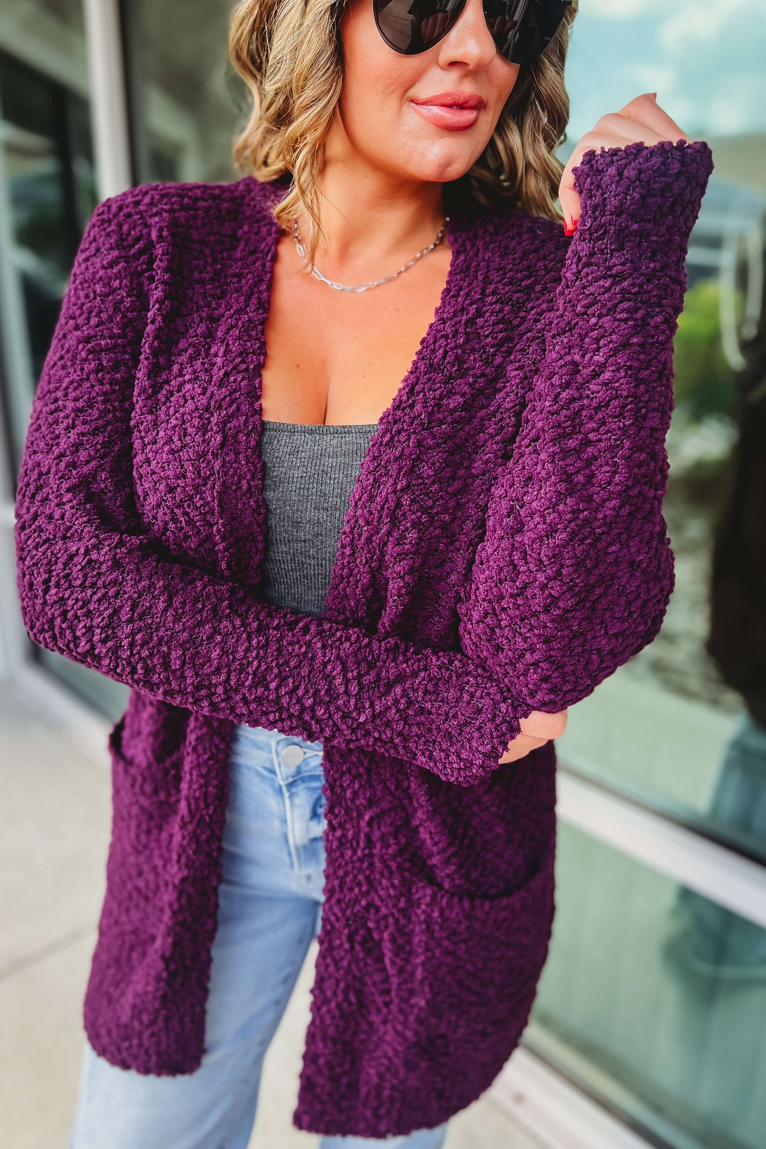 Purple 2025 popcorn sweater