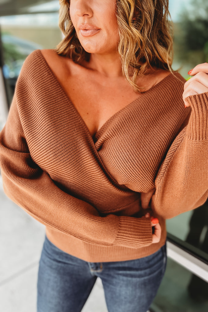 Letting You Go Faux Wrap Pullover Sweater (More colors)