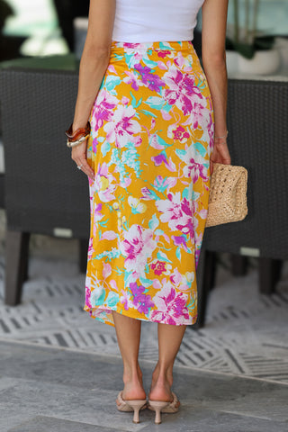 Sunlit Garden Floral Wrap Skirt