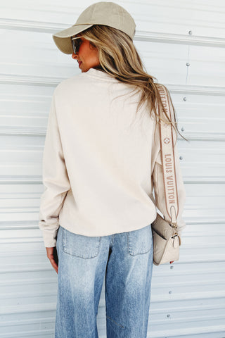 Coffee Beige Graphic Sweatshirt