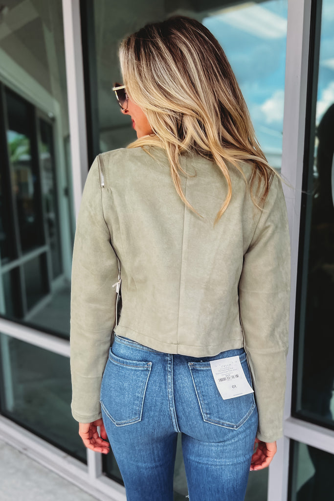 On the Town Suede Cropped Moto Jacket (More colors)