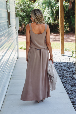 Canyon Breeze Button Front Crop Top (Khaki)