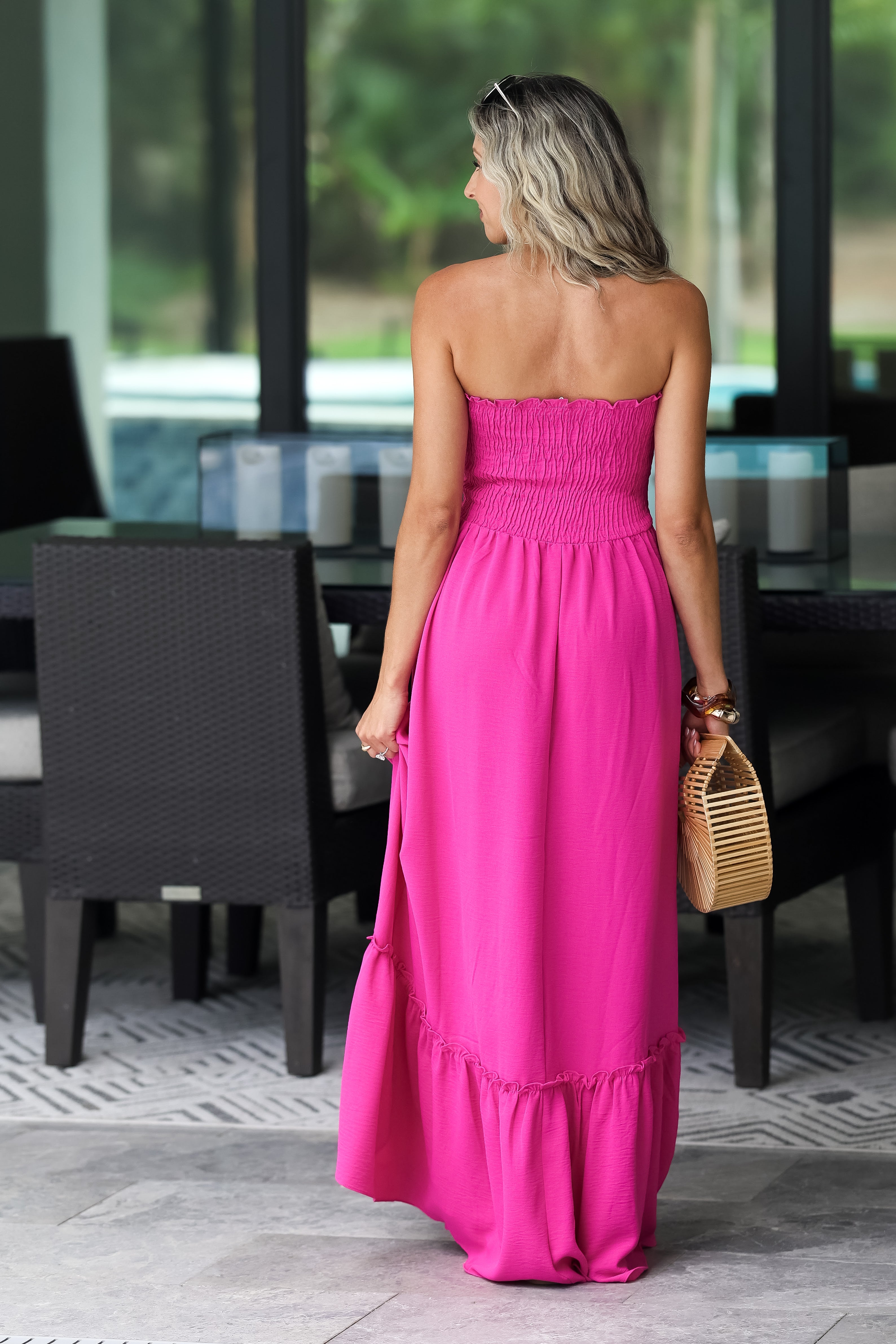 Cabana Club Strapless Smocked Maxi Dress (Hot Pink) – Simply Me Boutique Cabana Club Strapless Smocked Maxi Dress (Hot Pink) – Simply Me Boutique
