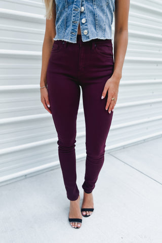 KANCAN Gia High Rise Super Skinny Burgundy Jeans
