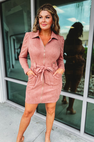 Trendsetter Puff Sleeve Suede Dress 2 Colors!