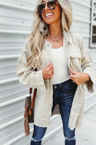 The Lennon Oversized Skull Jacket (Beige)