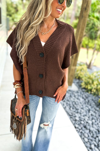 Warm Horizons Brown Cardigan Vest