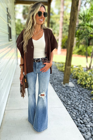 Warm Horizons Brown Cardigan Vest