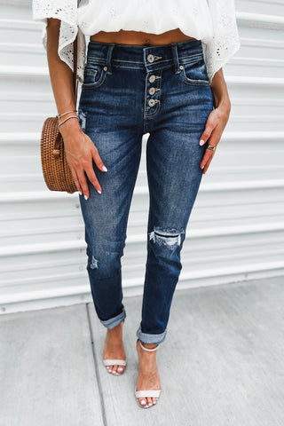 (PREORDER) KANCAN Eternity Mid Rise Slim Straight Leg Jeans