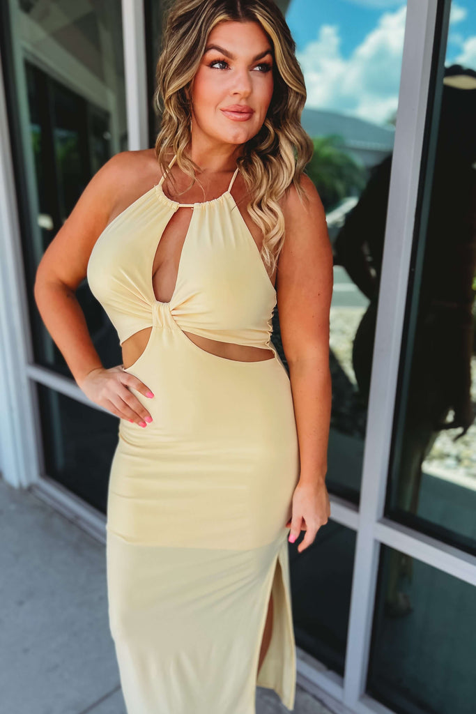 Shine Bright Cutout Halter Dress