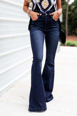 (PREORDER) KANCAN Kennedy Dark Wash Super Flare Jeans