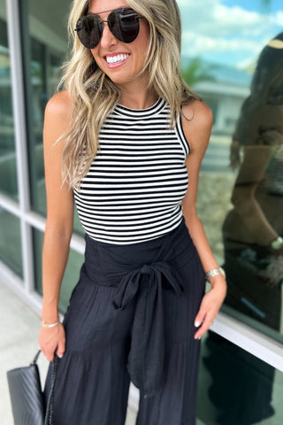 On Point Black Tiered Palazzo Pants