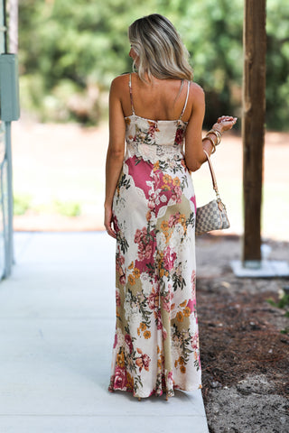Maple Lane Floral Lace Detail Maxi Dress