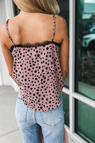 Got a Thing for the Wild Ones Mauve Lace Animal Print Cami