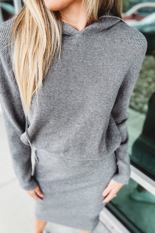 High Expectations Ribbed Sweater Hoodie Dress