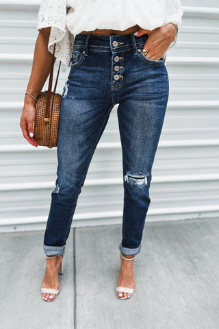 (PREORDER) KANCAN Eternity Mid Rise Slim Straight Leg Jeans