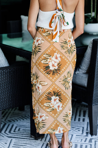 Tropical Hibiscus Floral Wrap Skirt