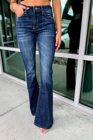Tiffany Mid Rise Dark Wash Flare Jeans