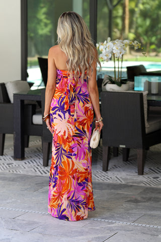 Tropical Coral Maxi Dress