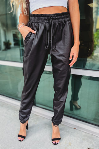 Midnight Kiss Faux Leather Joggers