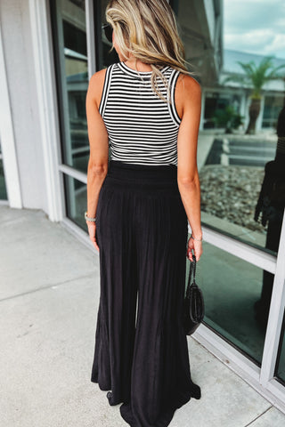 On Point Black Tiered Palazzo Pants