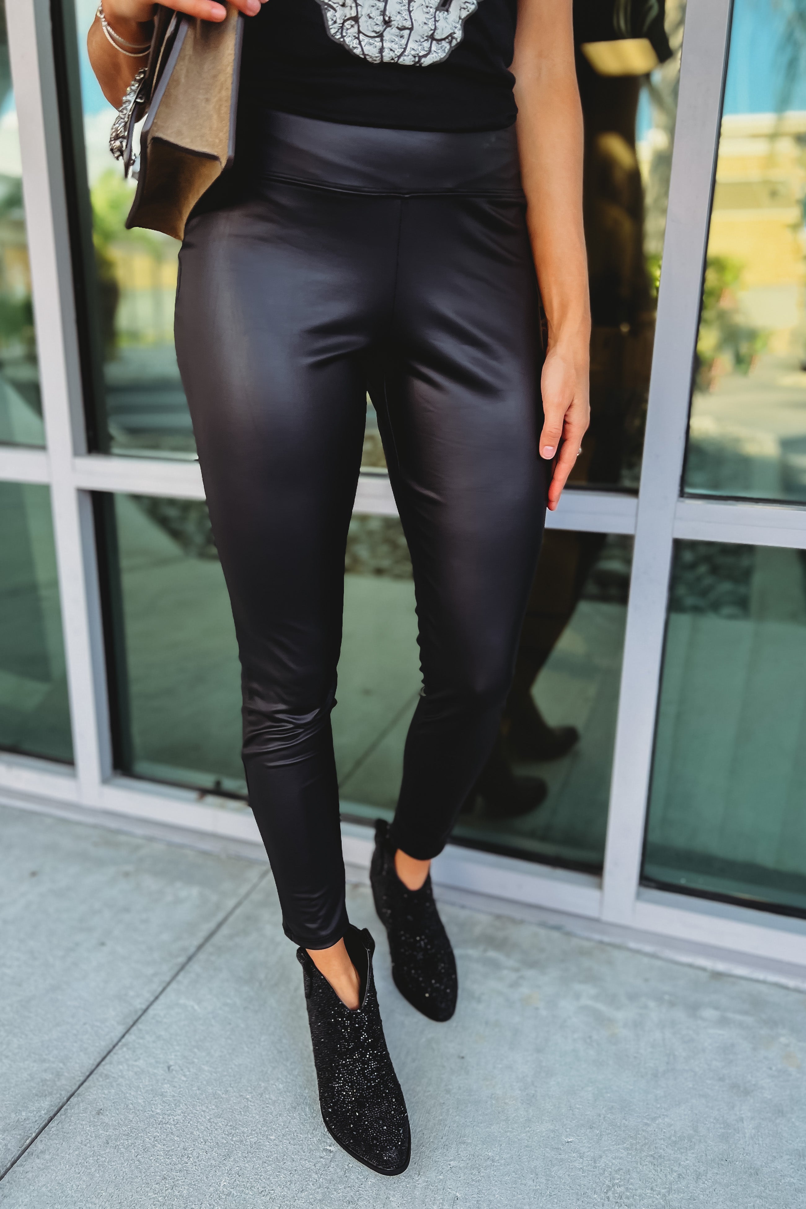 My Myself and I Faux Leather Wide Waistband Leggings Simply Me Boutique  Sezzle