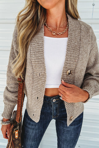 Casual Moves Button Front Cocoa Cardigan