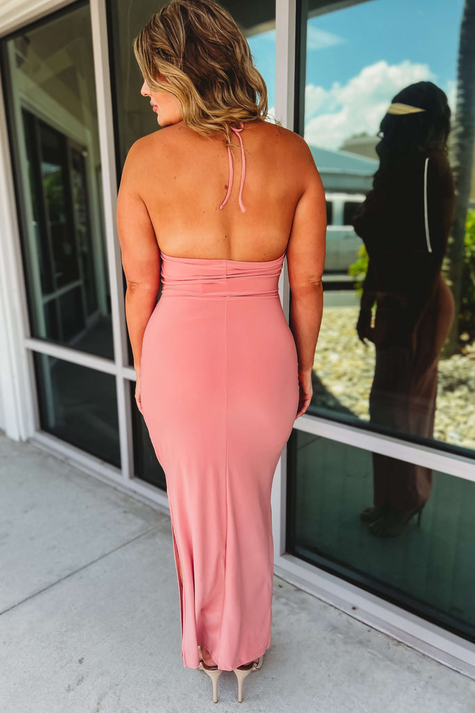Shine Bright Cutout Halter Dress