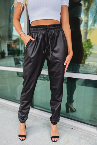 Midnight Kiss Faux Leather Joggers