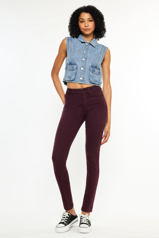 KANCAN Gia High Rise Super Skinny Burgundy Jeans