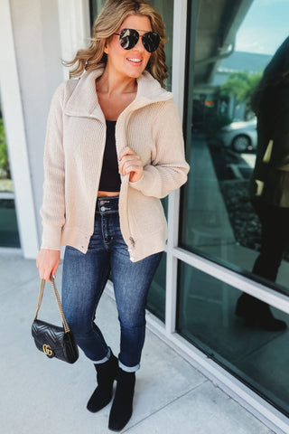 A Day in the Life Zip Up Knit Jacket - Simply Me Boutique