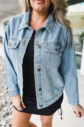 A Good Feeling Oversized Denim Jacket - Simply Me Boutique
