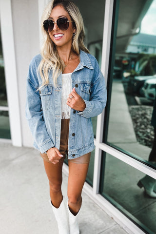 A Good Feeling Oversized Denim Jacket - Simply Me Boutique