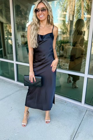 About Last Night Black Cowl Neck Slip Dress - Simply Me Boutique