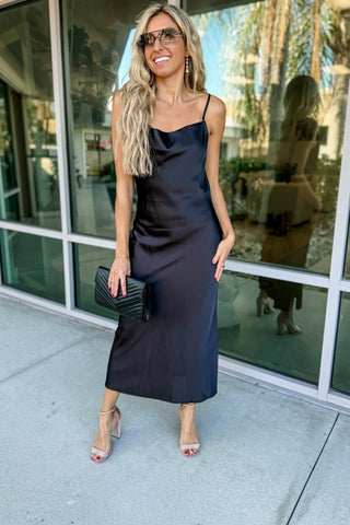 About Last Night Black Cowl Neck Slip Dress - Simply Me Boutique