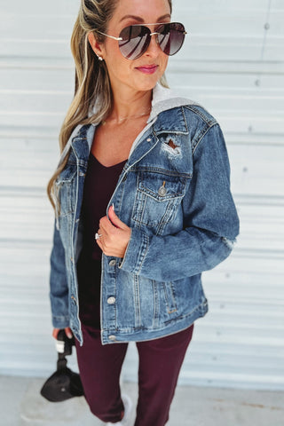 Always a Classic Denim Jacket w/ Hood - Simply Me Boutique