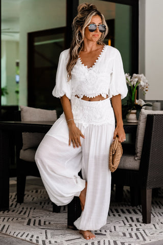 Amalfi Breeze Crop Top Pants Set - Simply Me Boutique