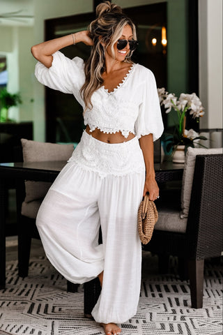 Amalfi Breeze Crop Top Pants Set - Simply Me Boutique