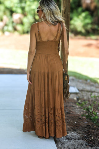 Autumn Embrace Eyelet Lace Cutout Maxi Dress - Simply Me Boutique