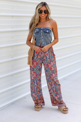Backstage Pass Strapless Denim Corset Top - Simply Me Boutique