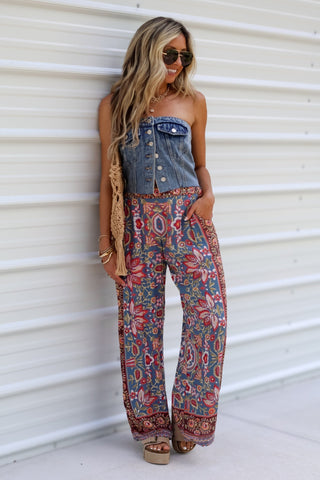 Backstage Pass Strapless Denim Corset Top - Simply Me Boutique