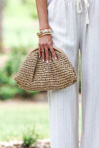 Beach Babe Faux Straw Braided Clutch Bag - Simply Me Boutique