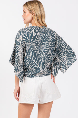 Beautiful Day BLUE Tie Front Kimono Top - Simply Me Boutique