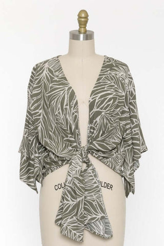 Beautiful Day OLIVE Tie Front Kimono Top - Simply Me Boutique