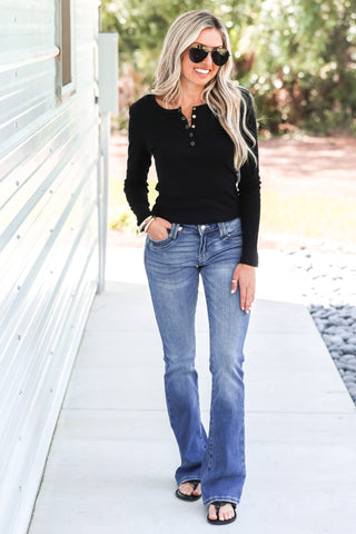 Beauty from Within Basic Black Long Sleeve Top - Simply Me Boutique