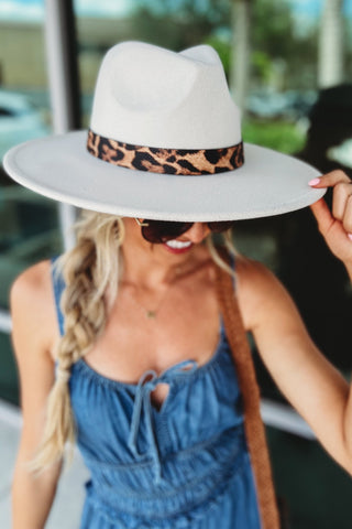 Beige Leopard Strap Hat - Simply Me Boutique