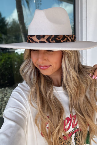 Beige Leopard Strap Hat - Simply Me Boutique